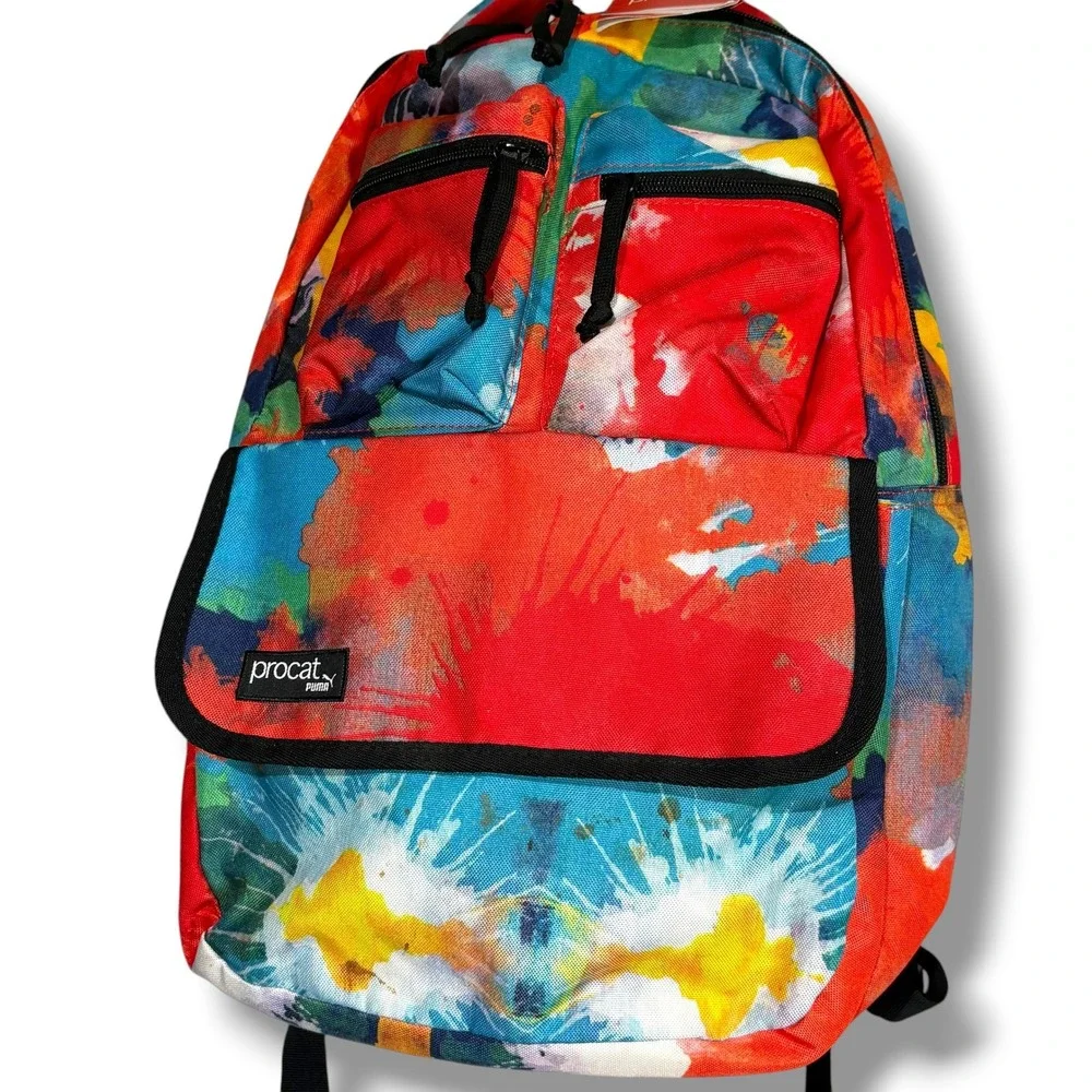 Procat by Puma Backpack Multicolor Abstract Paint Splatter Art Print 18 inch